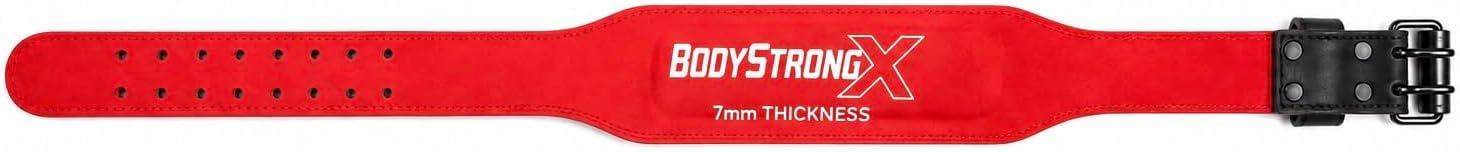 7mm Leather Weightlifting Belt – Genuine Leather Lifting Belt for Squats, Deadlifts, Powerlifting & Bodybuilding, Adjustable Double Prong Buckle, Lower Back Support for Strength Training, Men & Women