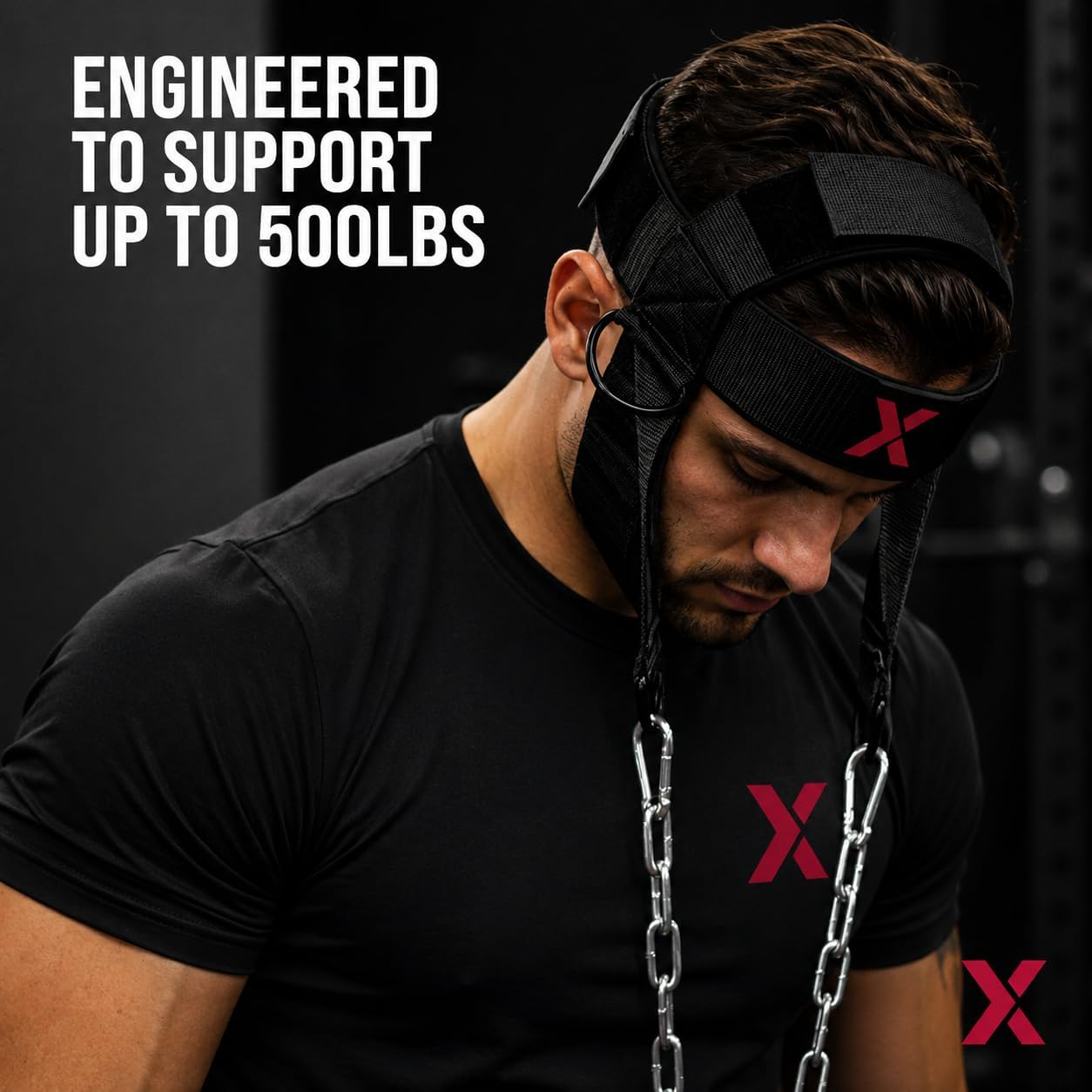 Neck Harness for Weight Lifting – Heavy Duty Neck Trainer with Adjustable Neoprene Head Strap & Steel Chain for Neck Strength Training, Wrestling, Football, MMA, Boxing & Bodybuilding