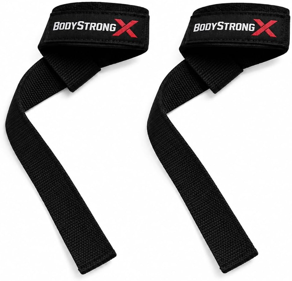 Weight Lifting Wrist Straps – Heavy Duty Cotton Lifting Straps with Neoprene Wrist Padding for Deadlifts, Pull Ups, Bodybuilding, Powerlifting, Strength Training & Gym Workouts (Black, Pair)