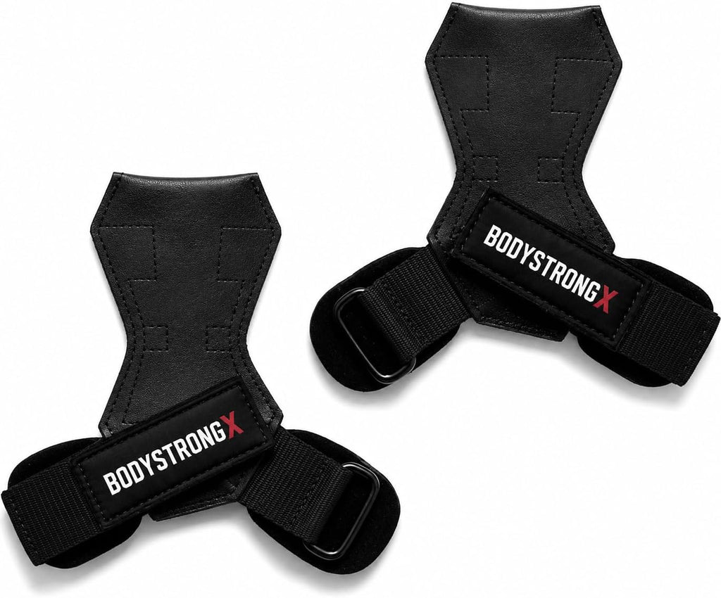 Weight Lifting Grips for Men & Women, Non-Slip Rubber Palm Grips with Padded Wrist Support for Deadlifts, Pull Ups, Rows, Lat Pulldowns, Powerlifting, Strength Training & Gym Workouts (Black, Medium)