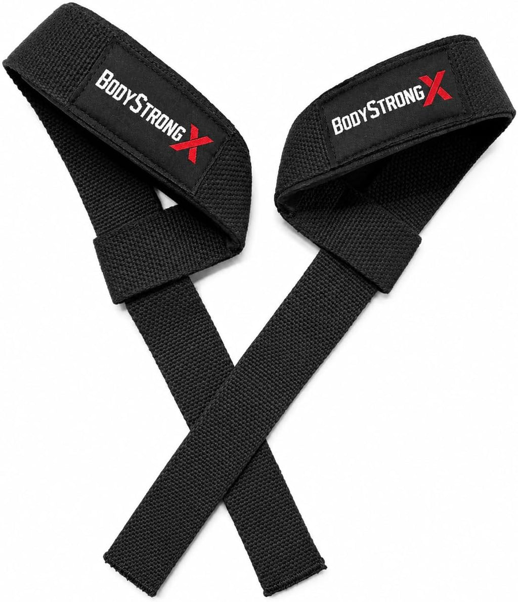 Weight Lifting Wrist Straps – Heavy Duty Cotton Lifting Straps with Neoprene Wrist Padding for Deadlifts, Pull Ups, Bodybuilding, Powerlifting, Strength Training & Gym Workouts (Black, Pair)