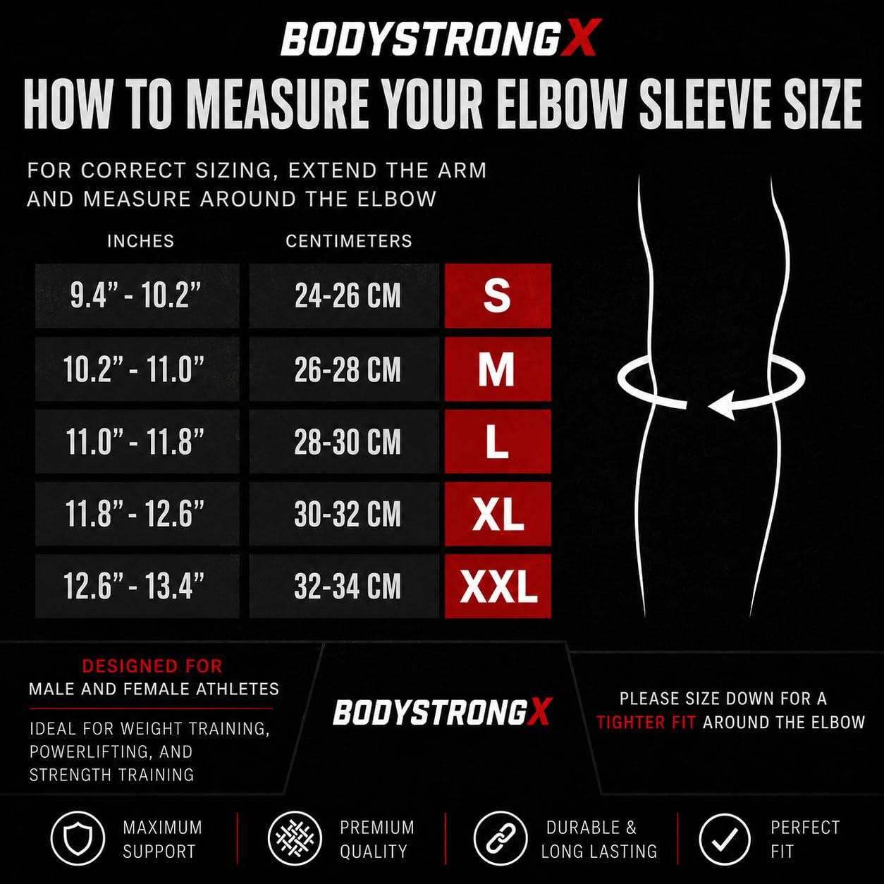 5MM Elbow Sleeves for Weightlifting, Powerlifting & Strength Training, Compression Elbow Support for Bench Press, Squats, Cross Training & Gym Workouts, Neoprene Elbow Brace for Men & Women (Pair)