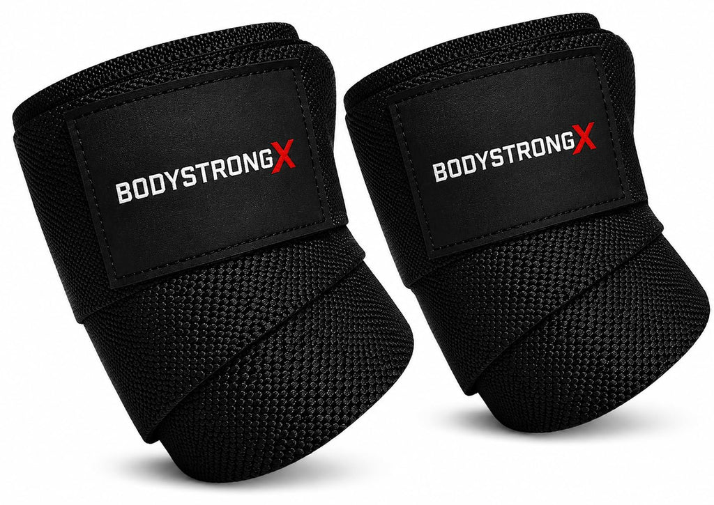 Elbow Wraps for Weightlifting (1 Pair), 40" Heavy Duty Compression Support for Bench Press, Powerlifting, Bodybuilding & Strength Training, Adjustable Hook & Loop Closure, Black