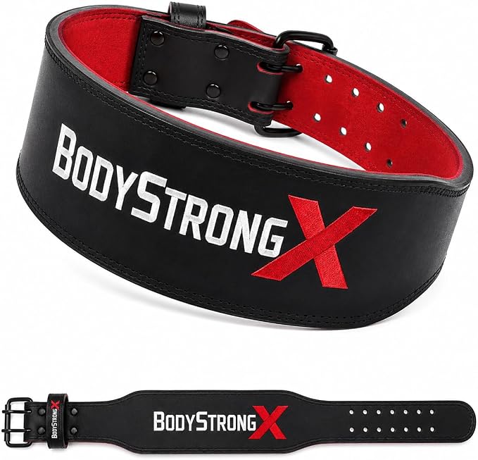 7mm Leather Weightlifting Belt – Genuine Leather Lifting Belt for Squats, Deadlifts, Powerlifting & Bodybuilding, Adjustable Double Prong Buckle, Lower Back Support for Strength Training, Men & Women