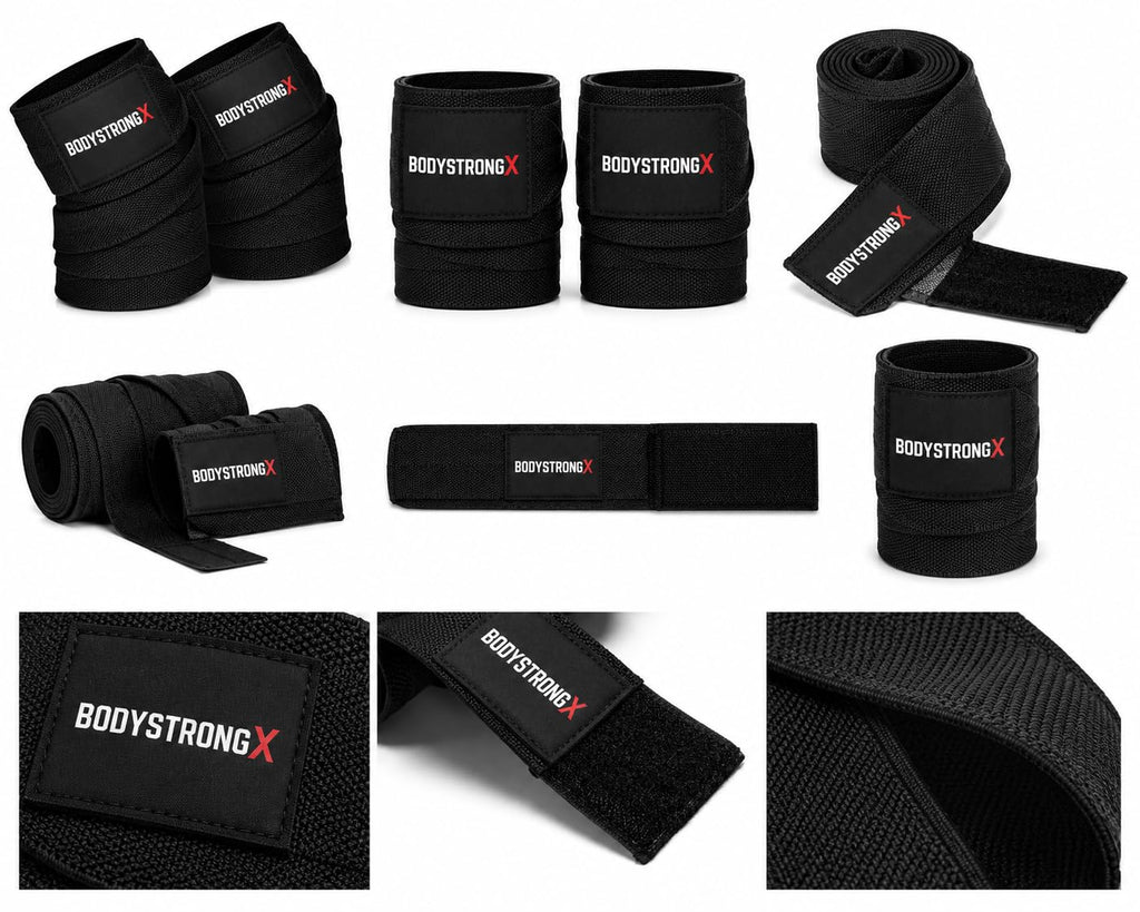 Elbow Wraps for Weightlifting (1 Pair), 40" Heavy Duty Compression Support for Bench Press, Powerlifting, Bodybuilding & Strength Training, Adjustable Hook & Loop Closure, Black