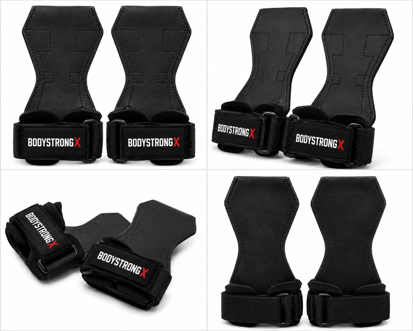 Weight Lifting Grips for Men & Women, Non-Slip Rubber Palm Grips with Padded Wrist Support for Deadlifts, Pull Ups, Rows, Lat Pulldowns, Powerlifting, Strength Training & Gym Workouts (Black, Medium)