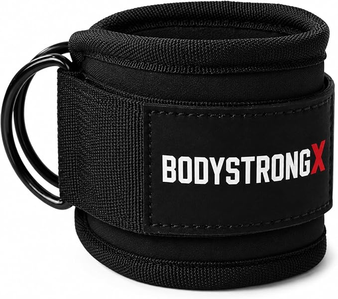 Ankle Straps for Cable Machines, Adjustable Padded Ankle Cuffs for Glute Kickbacks, Leg Workouts, Hip Abduction, Lower Body Strength Training & Gym Exercises (Pair, Black)
