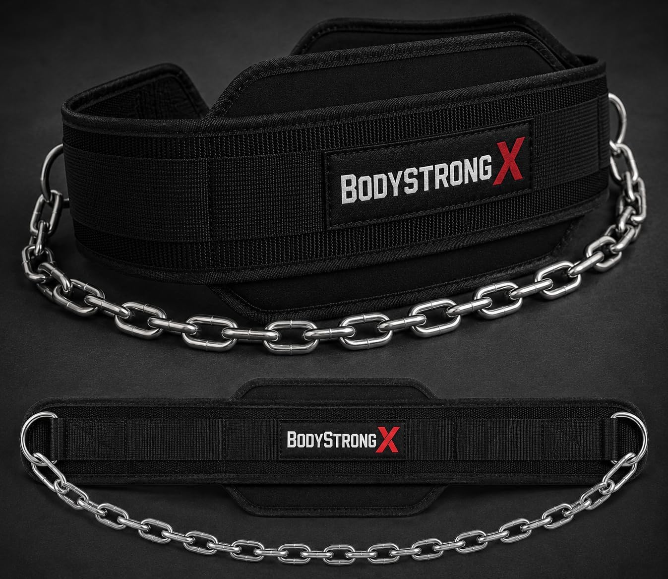 Dip Belt with Steel Chain for Weightlifting – Heavy Duty Weight Belt for Dips, Pull-Ups, Chin-Ups, Belt Squats & Strength Training – Adjustable Neoprene Padded Support for Men & Women (Black)