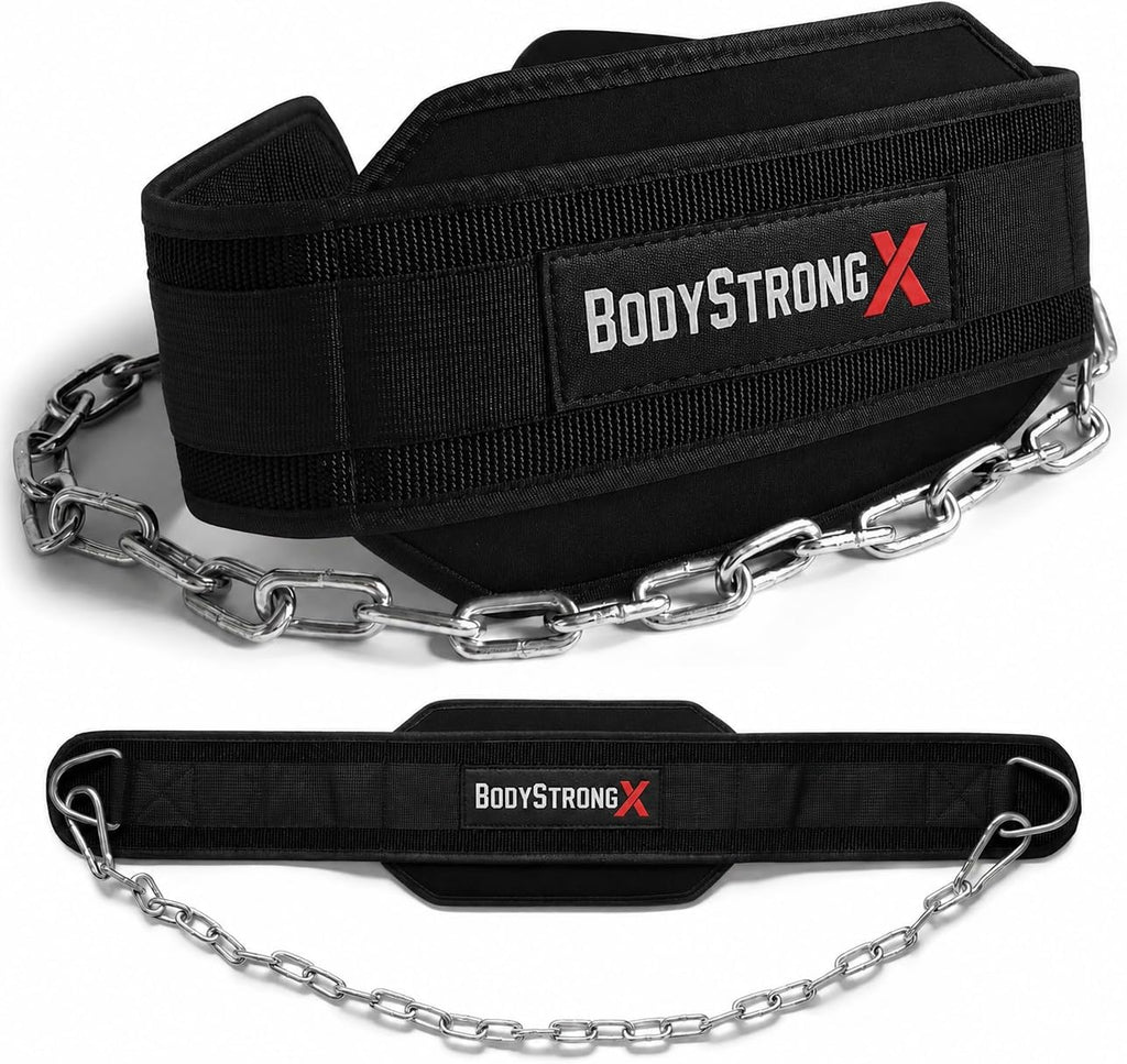 Dip Belt with Steel Chain for Weightlifting – Heavy Duty Weight Belt for Dips, Pull-Ups, Chin-Ups, Belt Squats & Strength Training – Adjustable Neoprene Padded Support for Men & Women (Black)