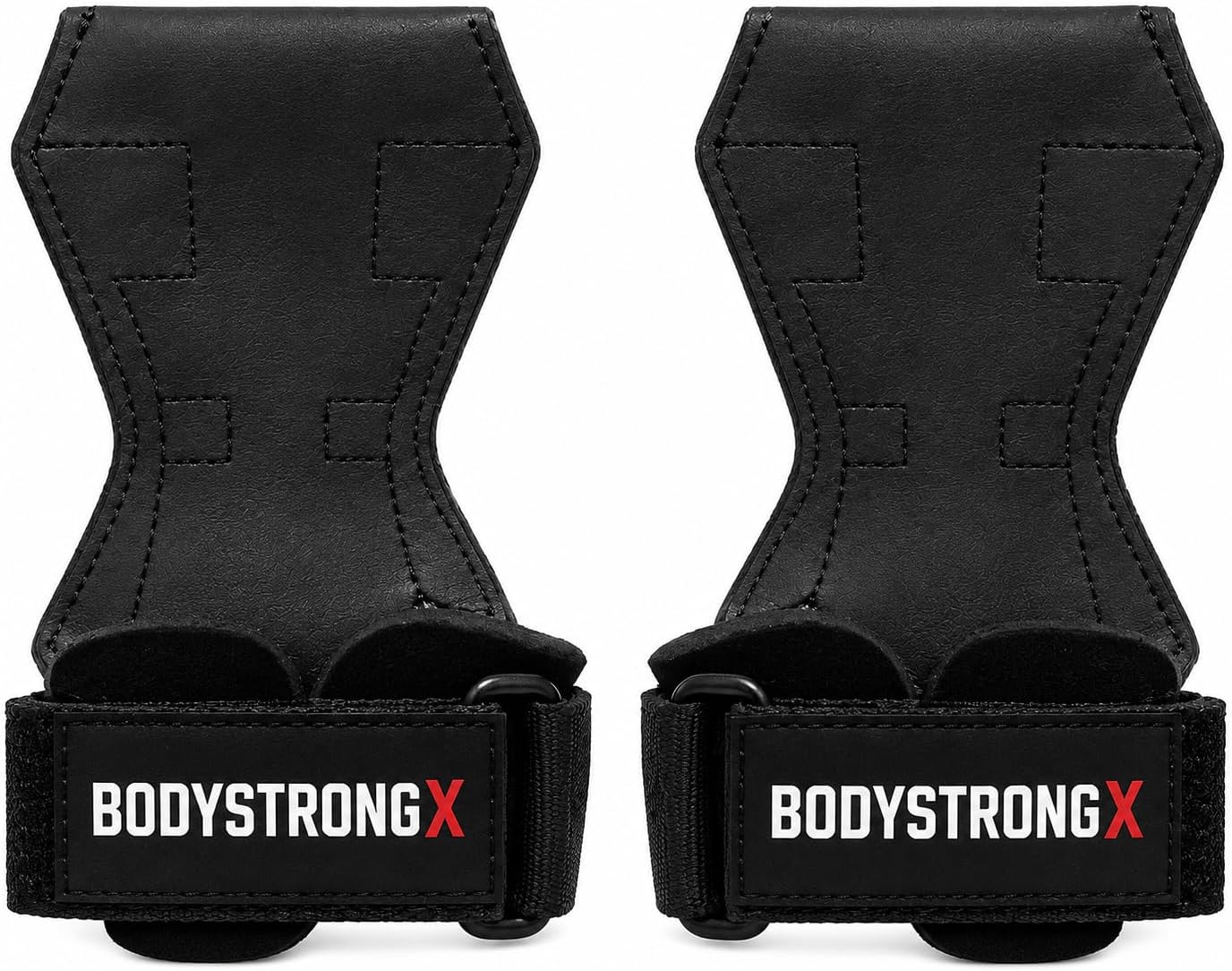 Weight Lifting Grips for Men & Women, Non-Slip Rubber Palm Grips with Padded Wrist Support for Deadlifts, Pull Ups, Rows, Lat Pulldowns, Powerlifting, Strength Training & Gym Workouts (Black, Medium)