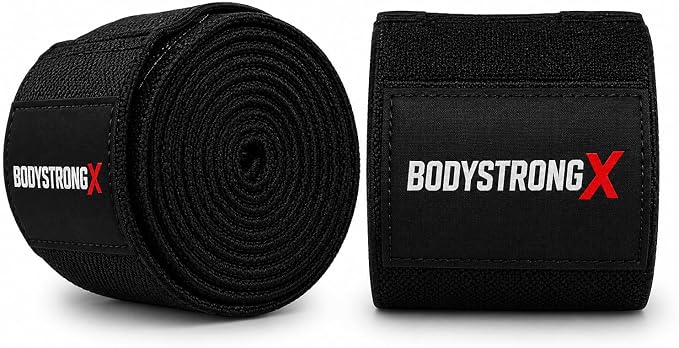 Knee Wraps for Weightlifting, Powerlifting, Squats & Leg Press, Heavy Duty Adjustable Knee Support Wraps with Secure Hook-and-Loop Closure for Strength Training & Gym Workouts, Pair